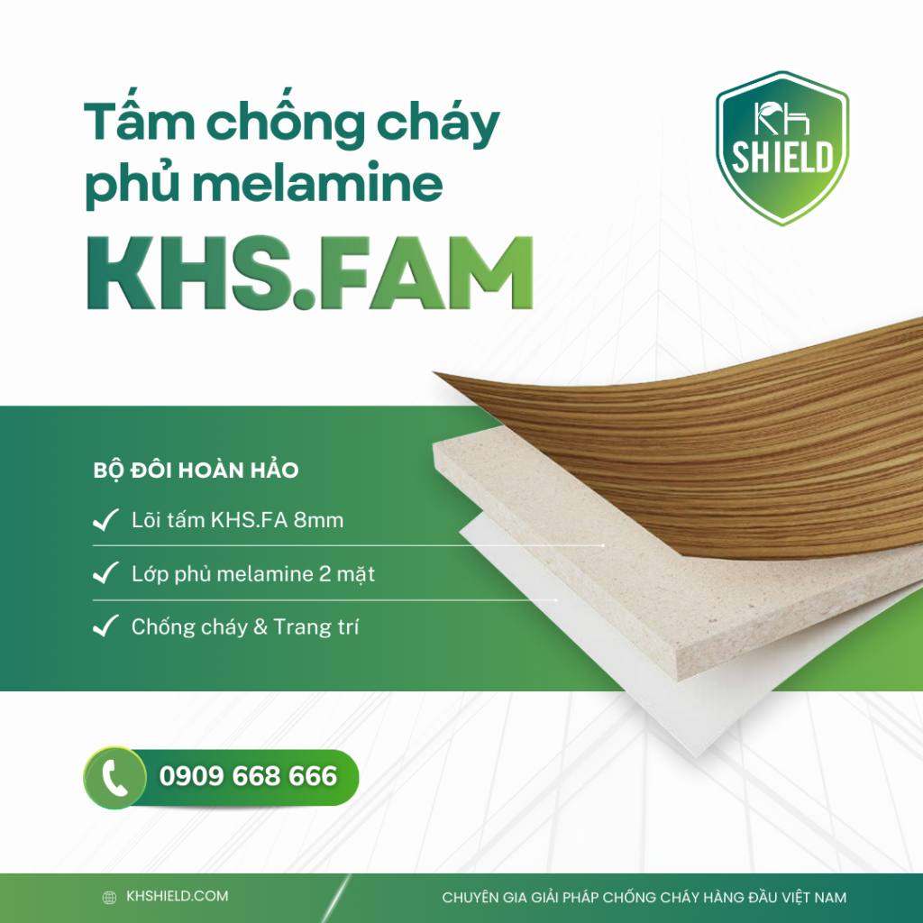 TẤM CHỐNG CHÁY PHỦ MELAMINE TRANG TRÍ KHS.FAM 